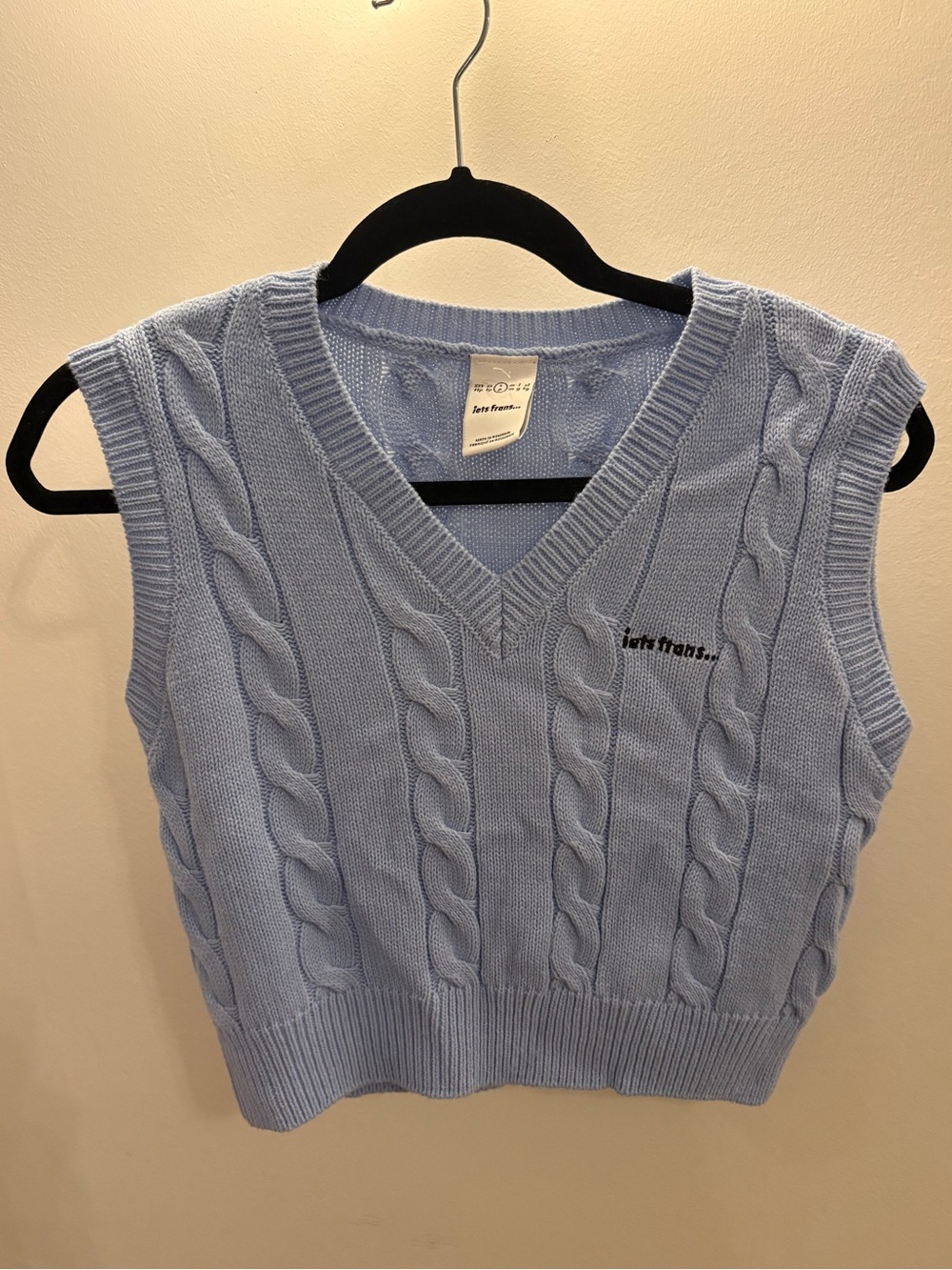 Baby Blue Cable Knit Cropped Sweater Vest